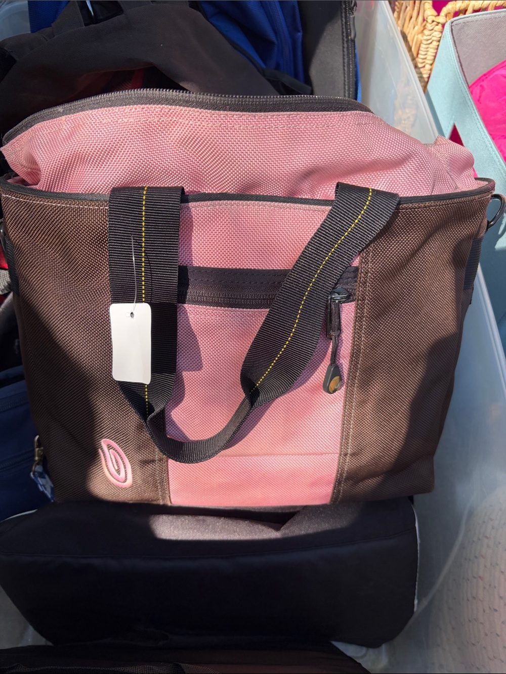 Timbuk2 Brown and Pink Crossbody Tote Bag